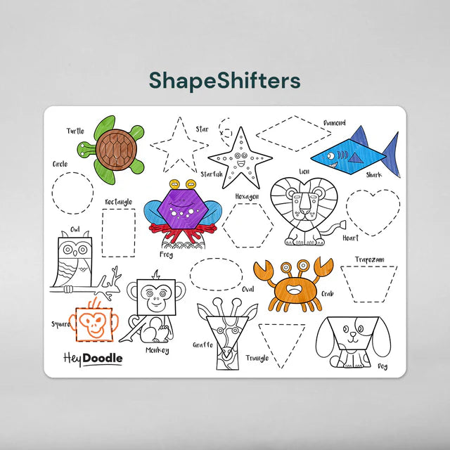 HeyDoodle reusable silicone colouring and doodle mat with geometrical shapes