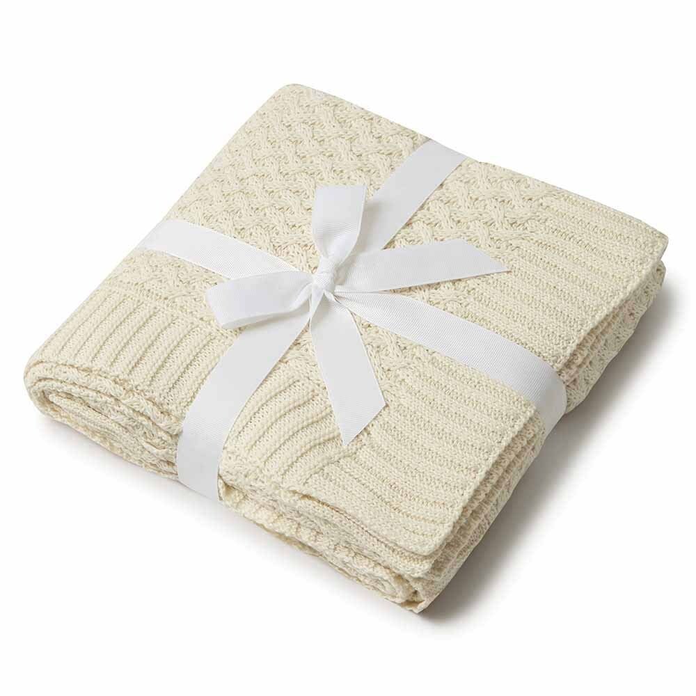 Snuggle Hunny Diamond Knit Blanket in cream:image,small_image,thumbnail,swatch_image