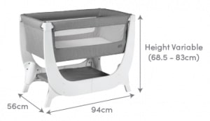 Shnuggle Air Bedside Crib Dimensions Diagram