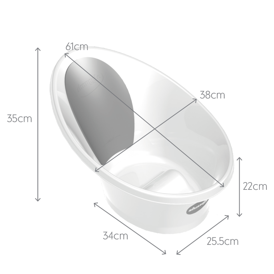 Shnuggle Bath Dimensions Diagram