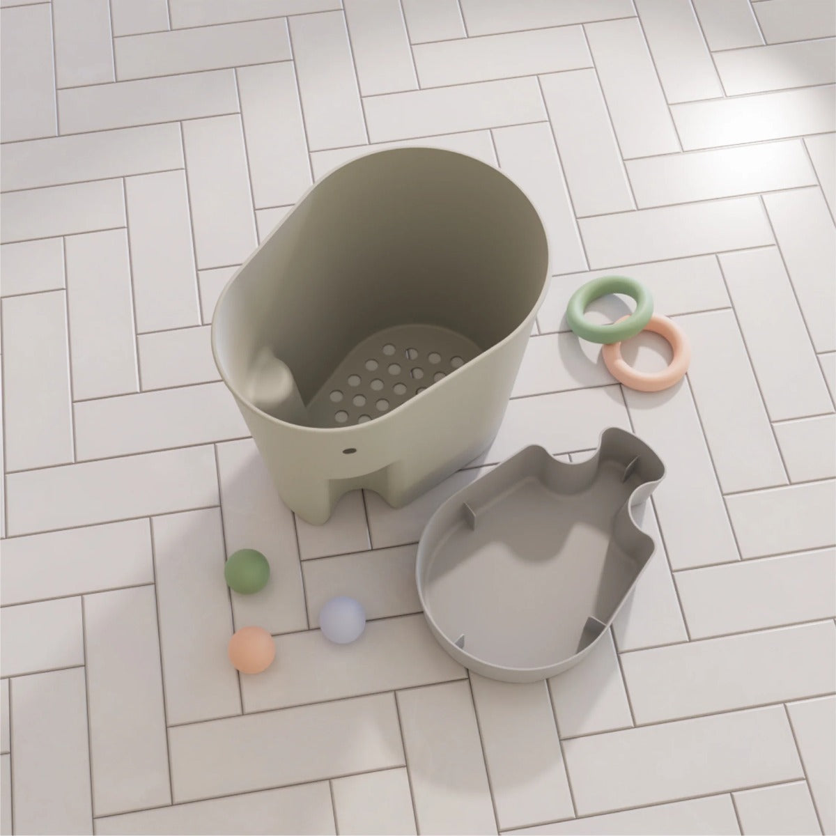 Ellie Toy Drying Caddy in Grey with toys