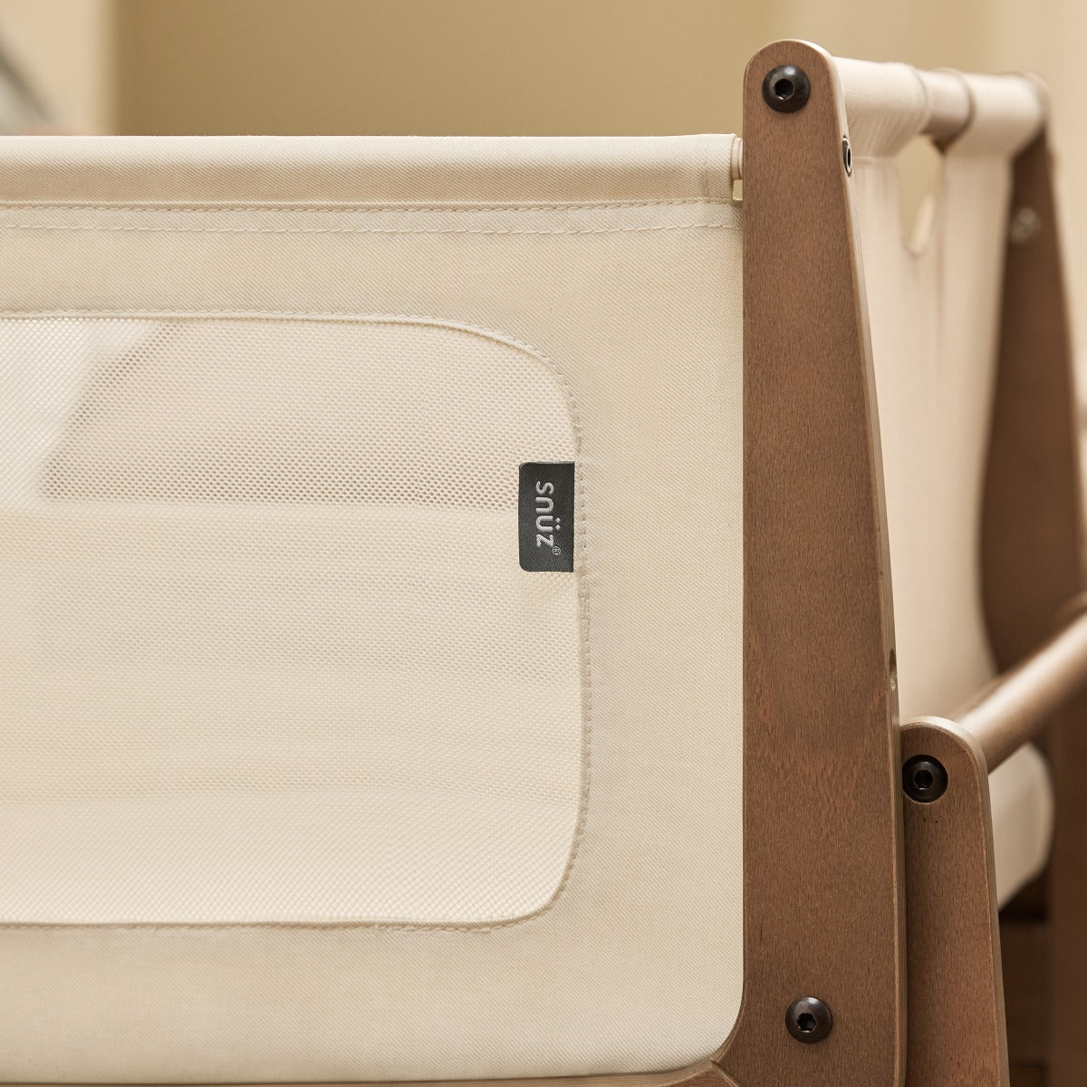 Snuzpod 5 Walnut Wood Frame Bedside Baby Crib