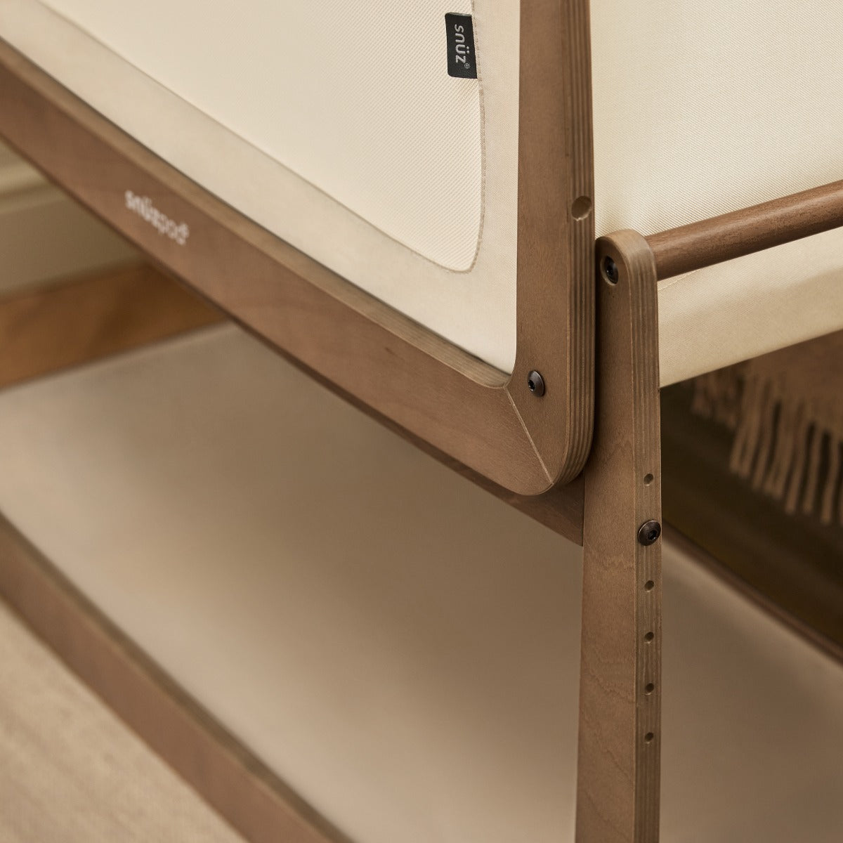 Snuzpod 5 Walnut Wood Frame Bedside Baby Crib