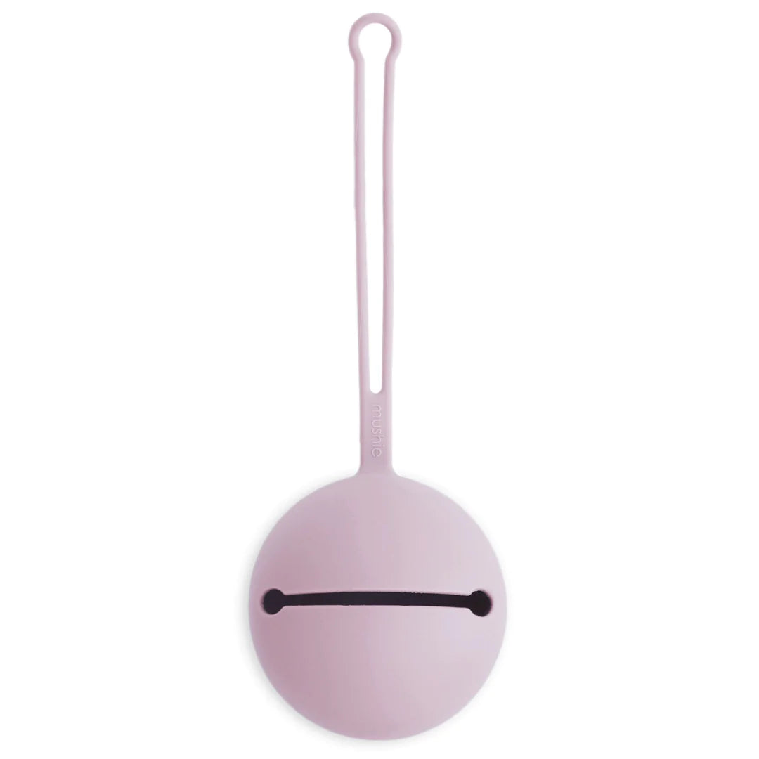 Mushie Silicone pacifier holder in soft lilac:image,small_image,thumbnail,swatch_image