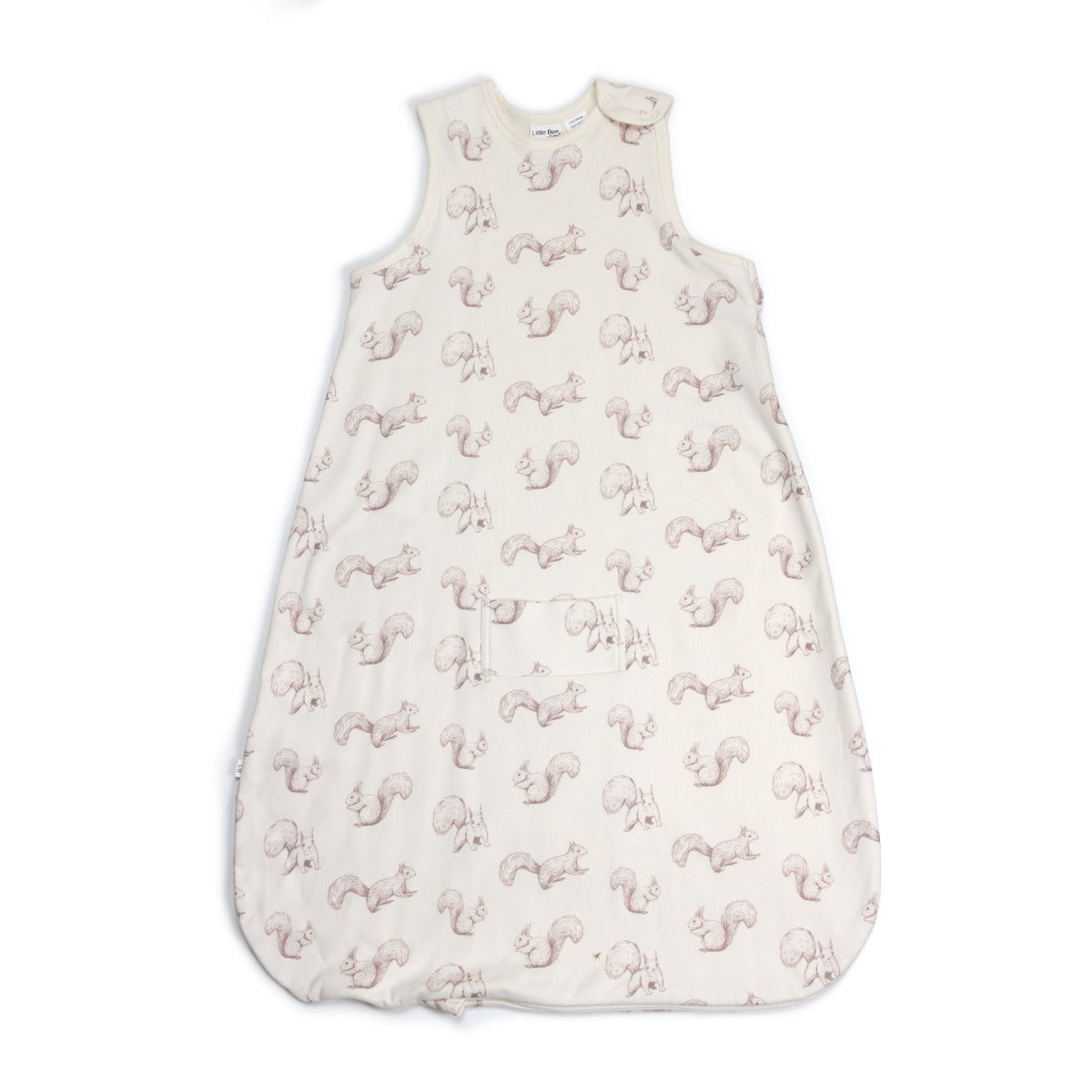 Little Bee by Dimples Merino Lined Sleeping Bag in Squirrel Print front view:image,small_image,thumbnail,swatch_image