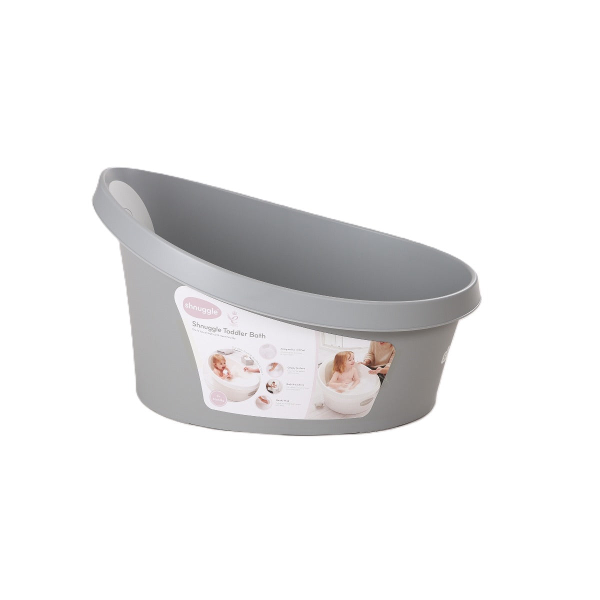 Shnuggle Toddler Bath Pebble Grey side view