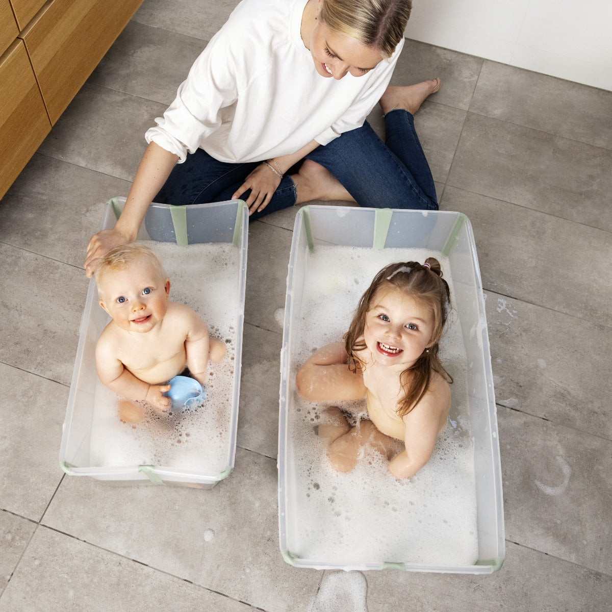 Mother bathing baby in Xtra Large Flexi Bath