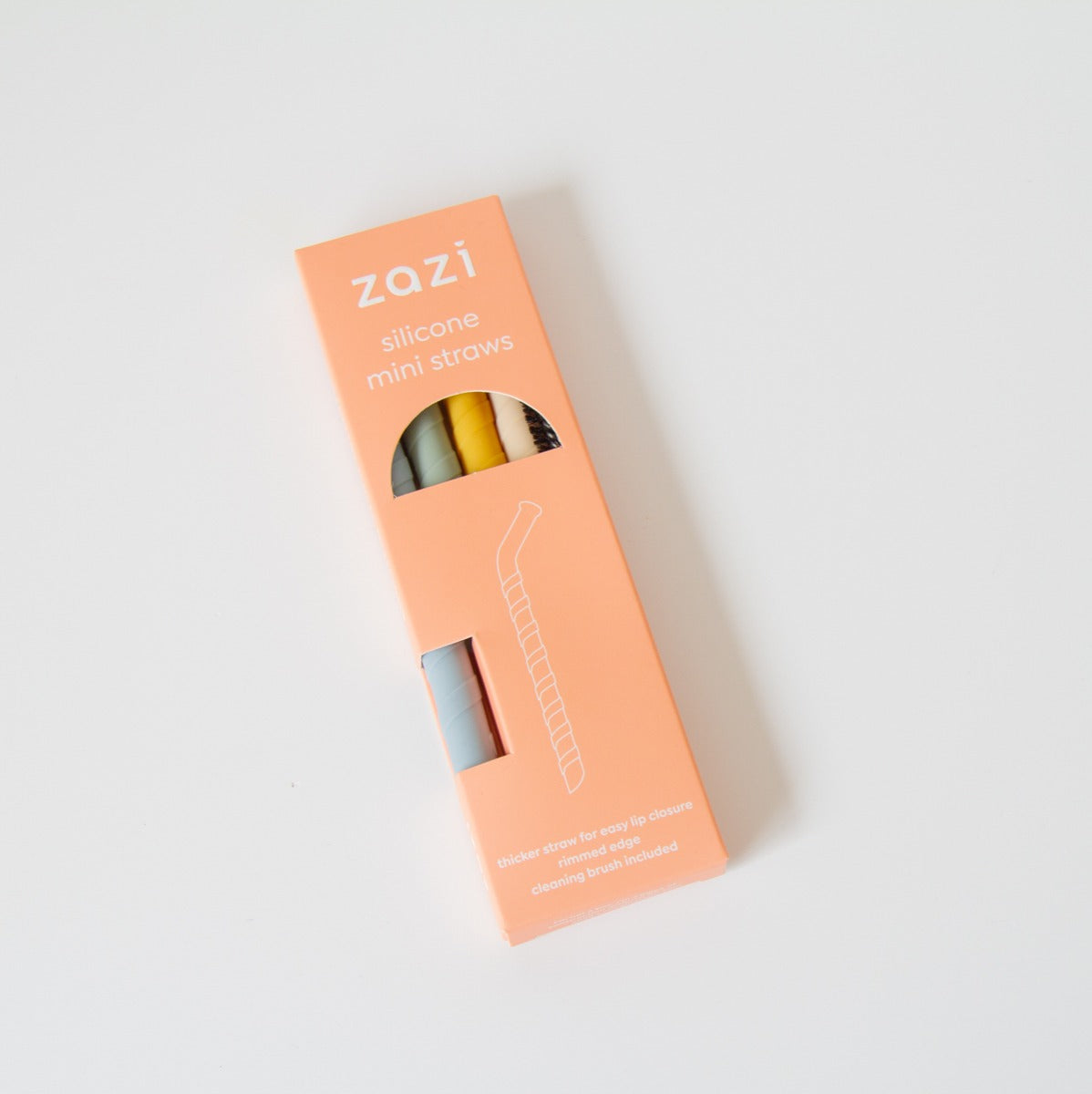 Silicone Mini Straws for kids with cleaning brush in packaging