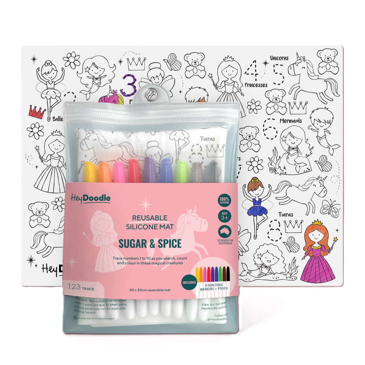 Large/Classic Sugar and Spice HeyDoodle silicone reusable colouring and doodle mat:image,small_image,thumbnail,swatch_image