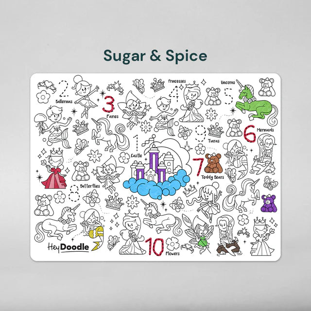 Classic Sugar and Spice HeyDoodle silicone reusable colouring and doodle mat