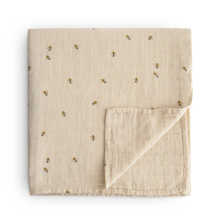 Organic Cotton Muslin Swaddle Bees - Mushie