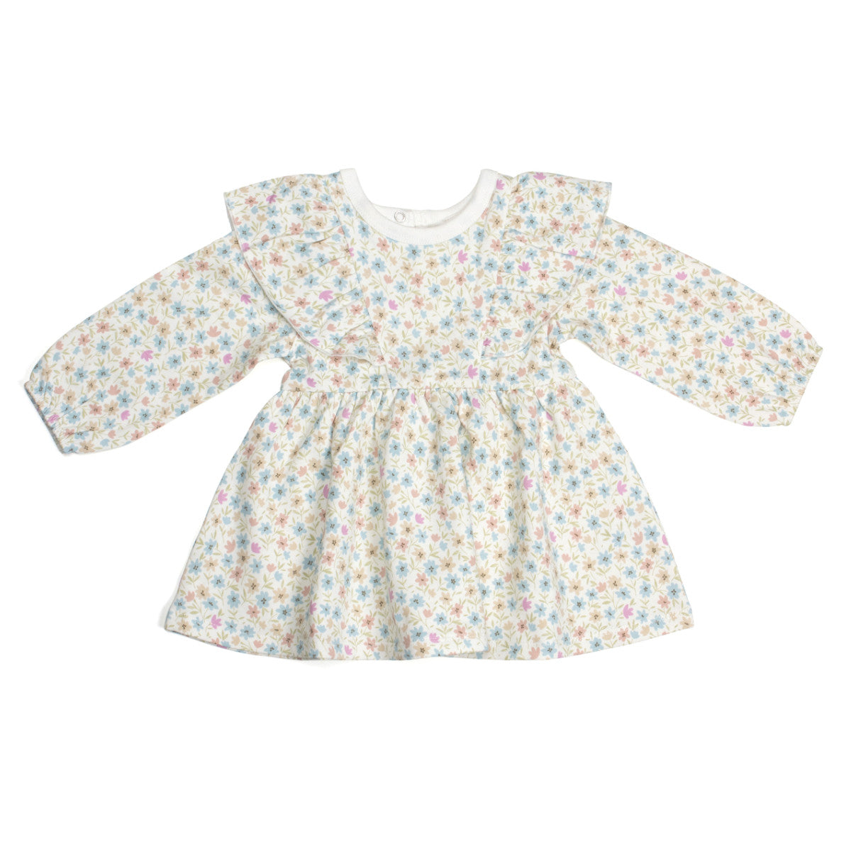 Cotton Fleece Floral long sleeve baby girl dress:image,small_image,thumbnail
