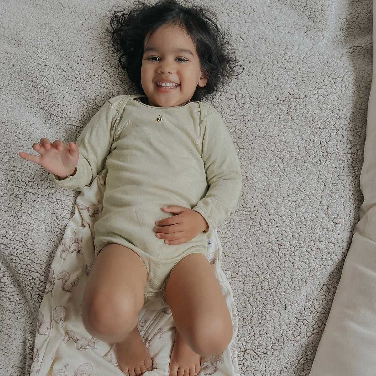 Merino Tea Green long sleeve body suit from Cosy dreams collection of Dimples 