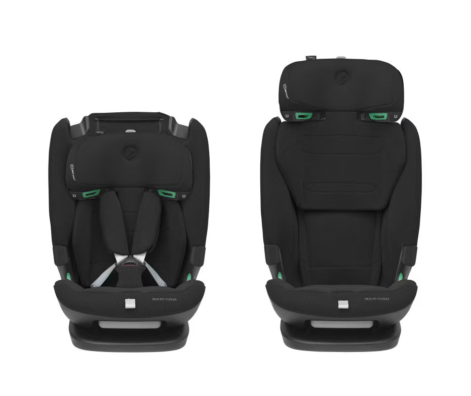 Titan pro i-size booster from Maxi Cosi in Authentic Black different height demo