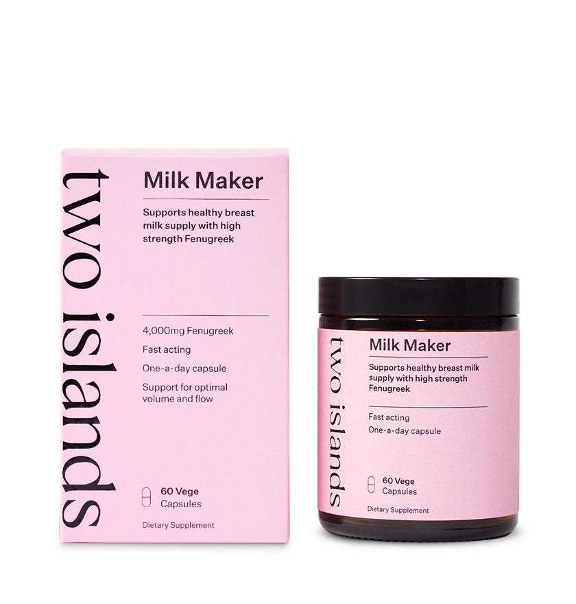 Jar containing Two Island Milk Maker 60 Capsules