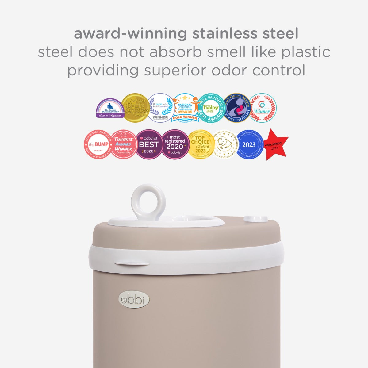Ubbi Nappy bin in Taupe