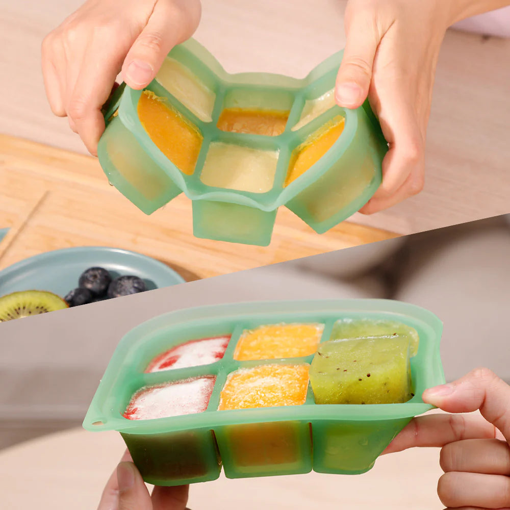 Freezer Tray 6 compartment - Pea Green flexing