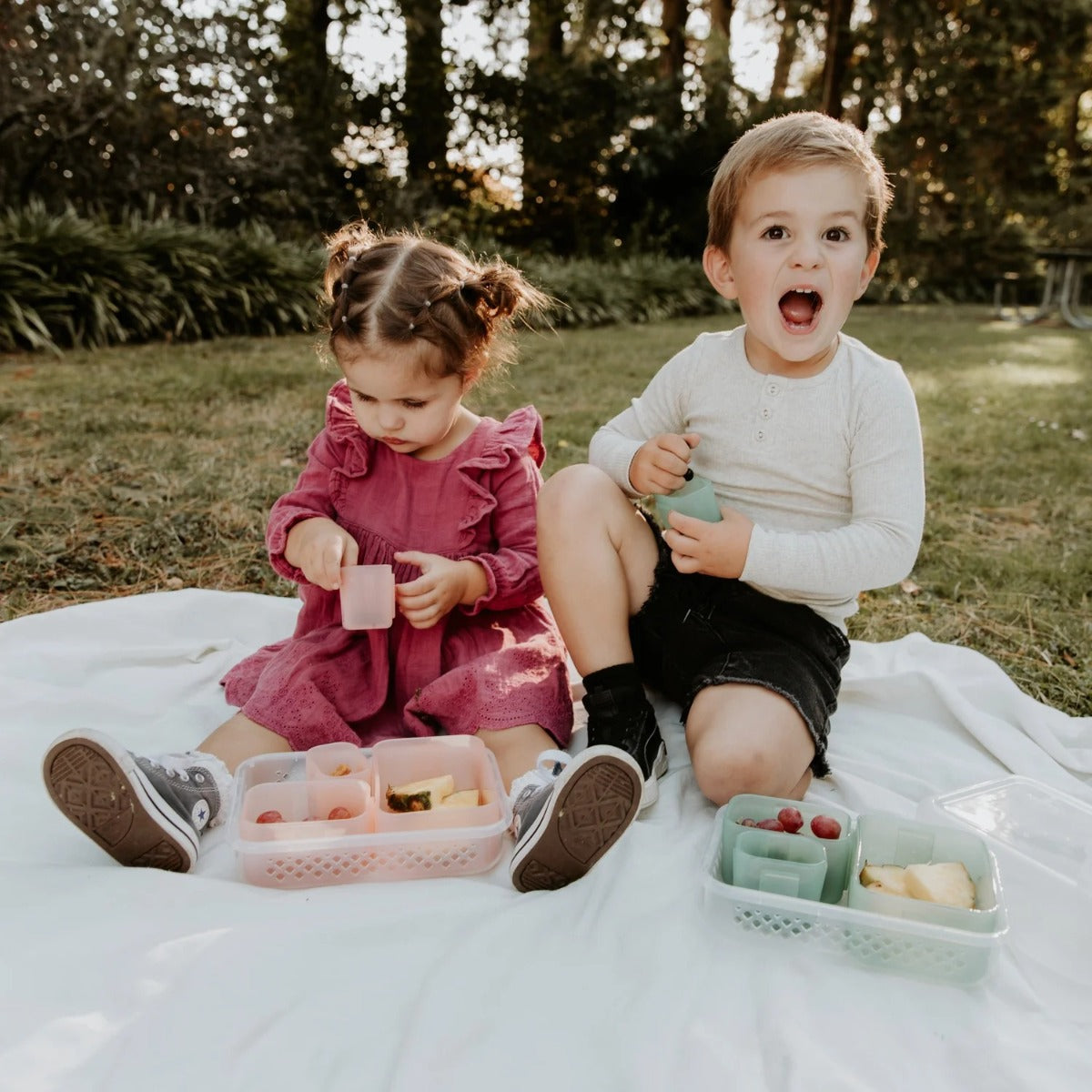 Kids picnic with Family Stack lunch box from Haakaa