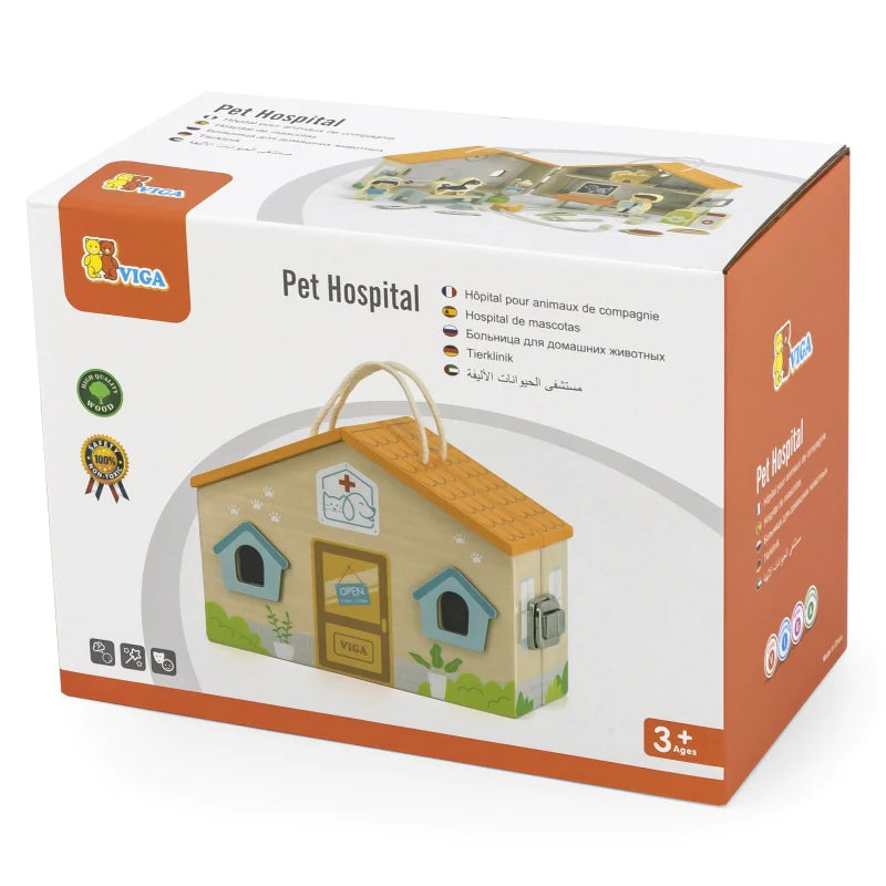 Viga Pet Hospital Set box Opened up with doctor and pet 