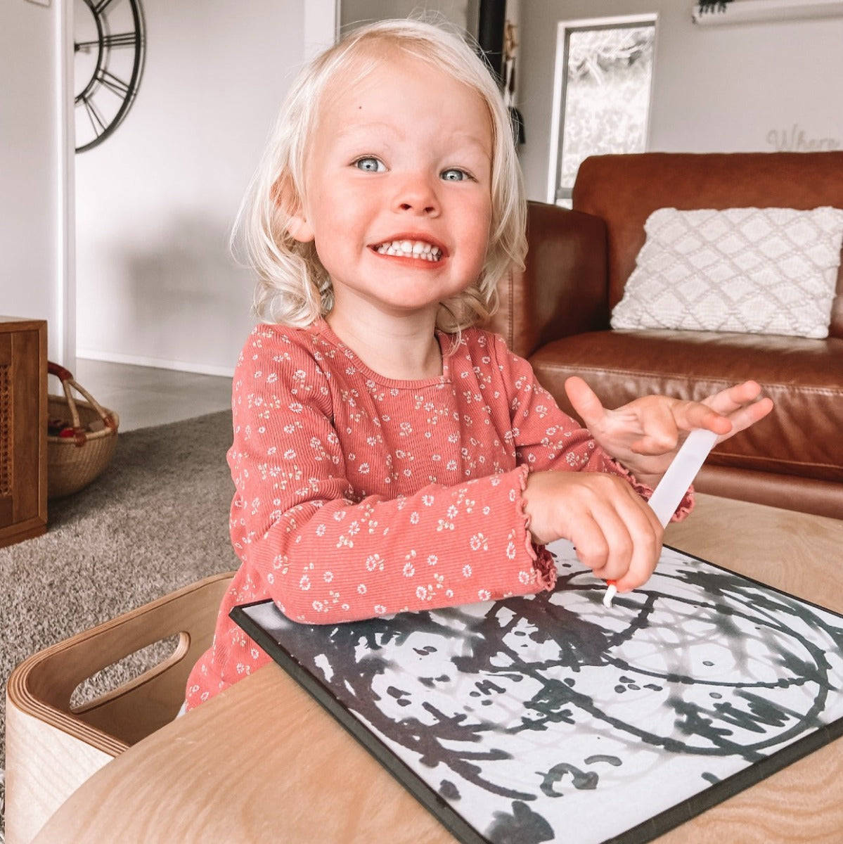 Baby playing with Magic Water - painting Board + 2 pens