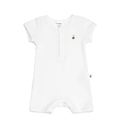 Cotton placket Romper white bee waffle cones dimples summer 2023:image,small_image,thumbnail
