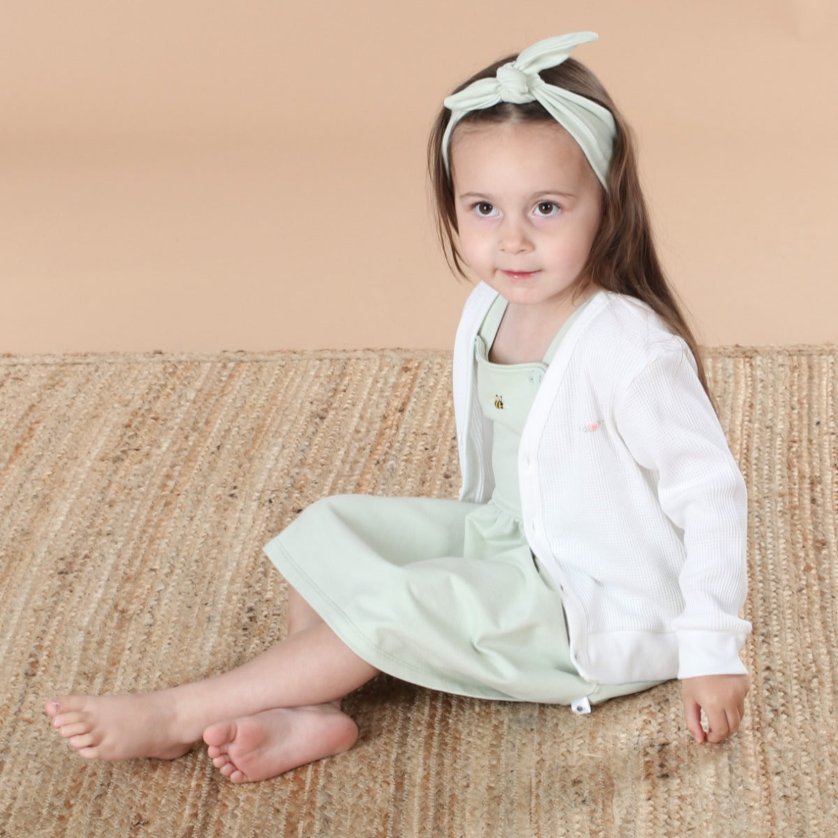 dimples waffle cardigan in white rose